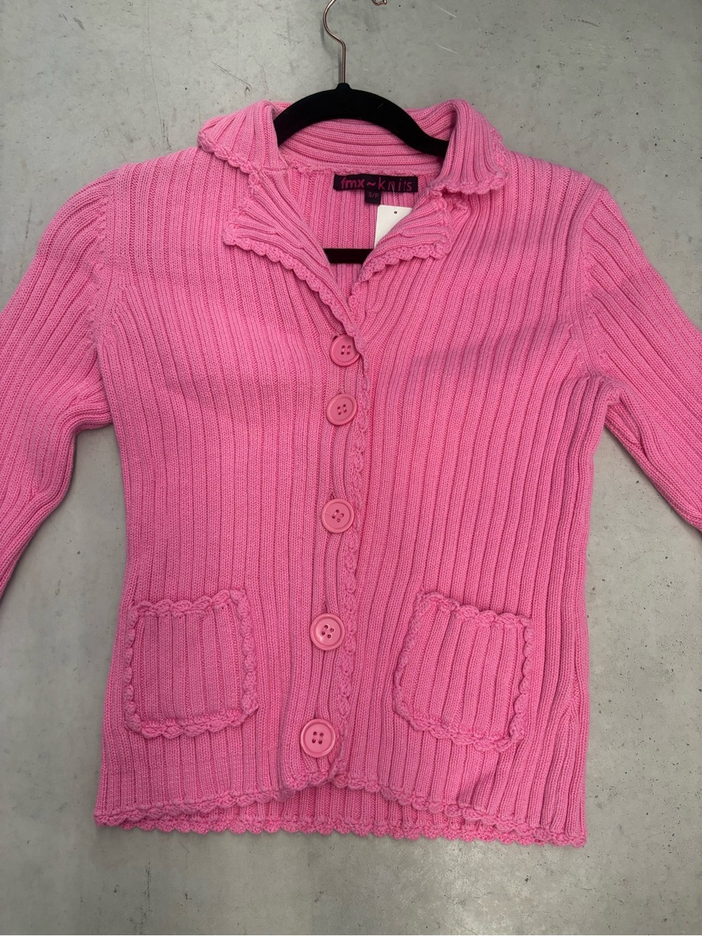 Pink Ribbed Button-Up Cardigan - Picture 2 of 3